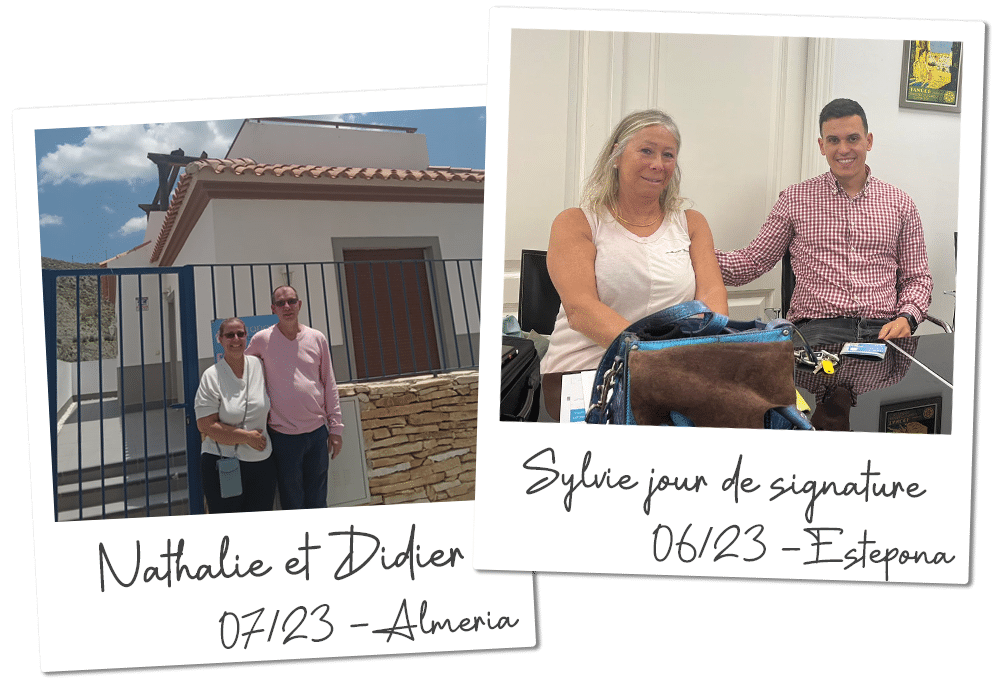 Photo polaroïd de chasseurs immobiliers ayant accompagnés ses clients chez le notaire