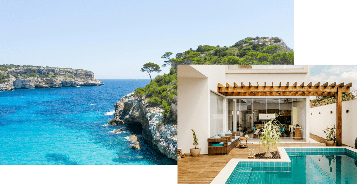 Paysage et maison avec piscine en Espagne