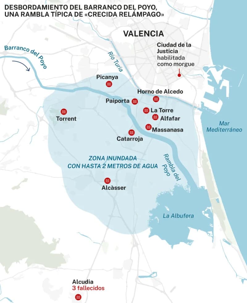 carte-innondation Carte des innondations de la DANA dans la région de Valence