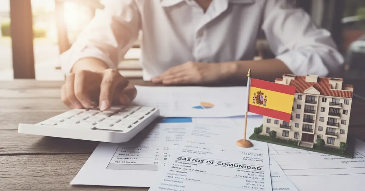 Calcul des charges de copropriété en Espagne avec factures, calculatrice et maquette d’immeuble