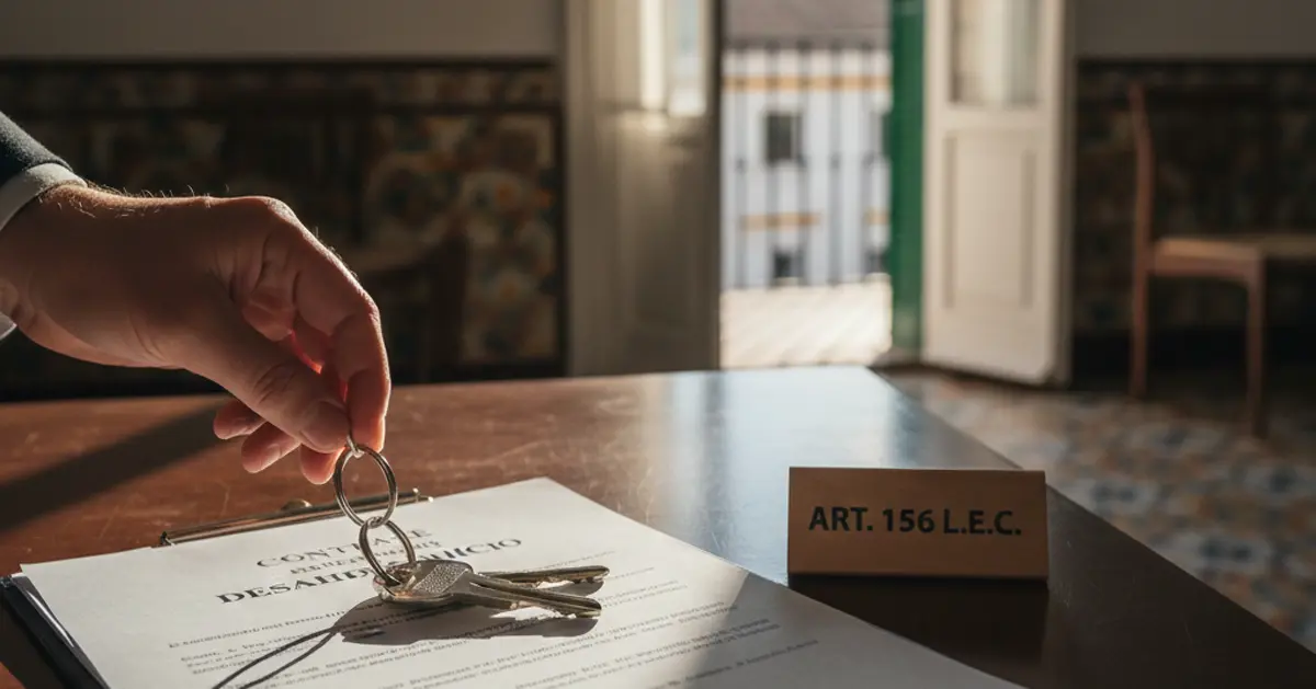 Remise des clés sur un contrat de location en Espagne, symbolisant la fin du bail et la procédure d’expulsion légale